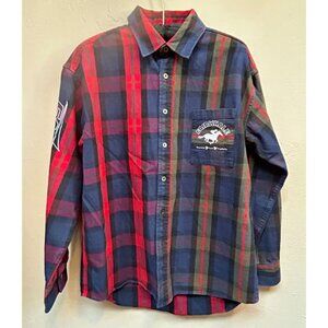 Fairwhale Mens Medium Button Up Long Sleeve Plaid Casual Shirt Red Lightweight
